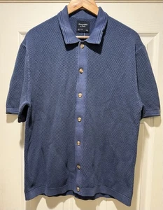Bnwts Abercrombie & Fitch Men’s Cable Knit Button Through Polo Sz Large $70 Blue - Picture 1 of 8