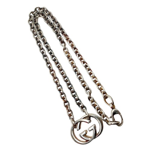 Collana lunga GUCCI doppia G 925 ciondolo argento