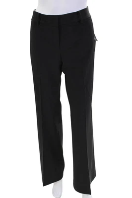 Calça social feminina Tahari cintura média frente plana sólida perna larga preta tamanho 6 - Imagem 1 de 4