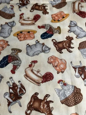 Happy Homestead Fabric Country Farm Kitchen Tools Dan Morris RJR Cotton Quilt 1Y - Image 1 of 4