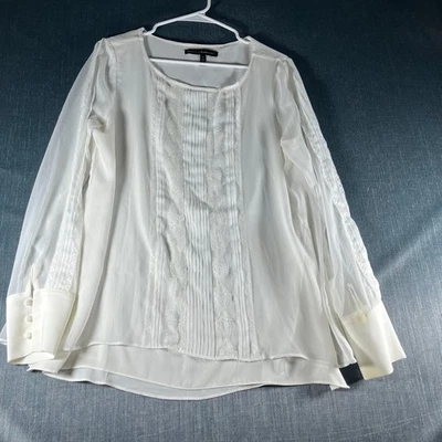 Blusa Feminina White House Black Market Tamanho 12 Branca Plissada 100% Poliéster - Imagem 1 de 4