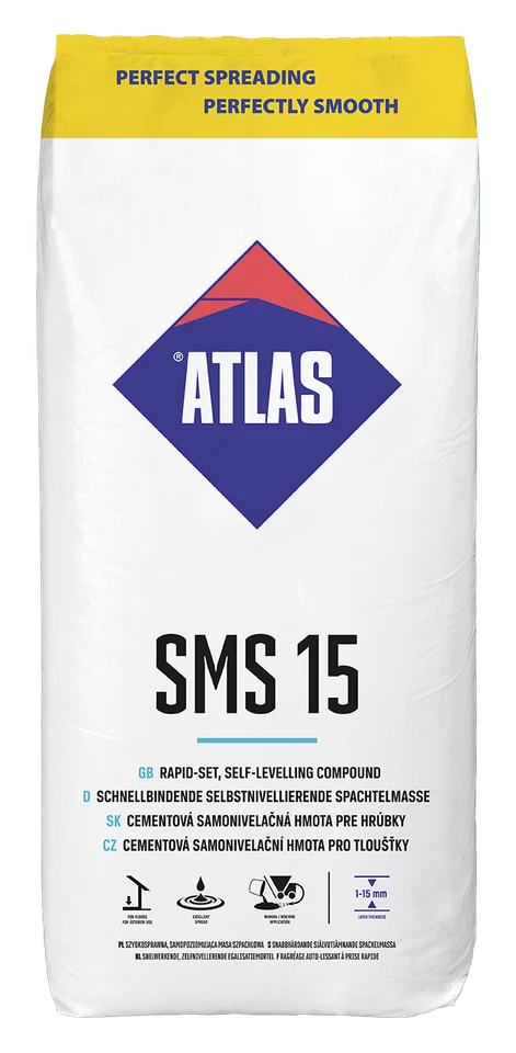 ATLAS SMS 15 Schnellbindende Selbstnivellierender Ausgleichmasse 1-15mm 25kg (200011)