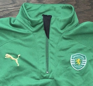 Puma Sporting Clube De Portugal Lisbon Soccer T Neck 1/4 Zip Warm Up Sweatshirt - Picture 1 of 9