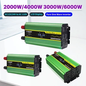 2000W 3000W 4000W Pure Sine Wave Inverter 12V 24V to 120V With 4USB 4AC & Remote - Picture 1 of 31