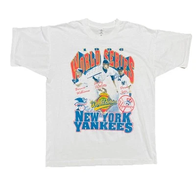 Lote de estacionamiento de campeones de la Serie Mundial 1996 de los Yankees de Nueva York camiseta de rap estilo Foto 1 de 4