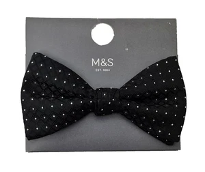 MARKS & SPENCER Mens Lovely Black Smart Party Polyester Dickie Bow Tie - Picture 1 of 2