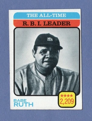 1973 Topps бейсбол ~ карта #474 ~ Бейб Рут все время RBI лидер (b) ~ EM/NM - Изображение 1 из 2
