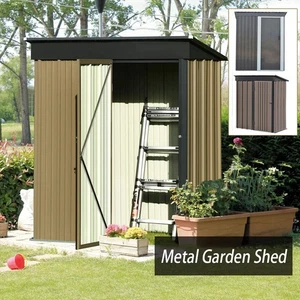 Garden Storage Shed Metal Outdoor Box Outdoor Backyard Bike Tool 5ftx3ft Grey - Picture 1 of 45