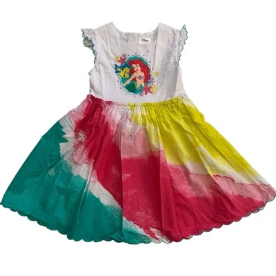 Disney Store Little Mermaid Tie Dye Dress Girl Size 5/6 Vibrant Adorable Studded - Image 1 of 4