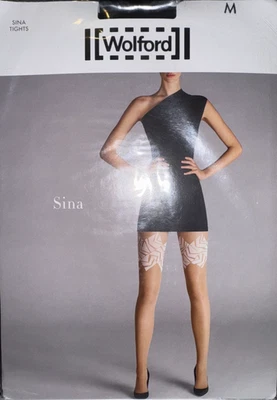 Wolford Sina Tights Color: Black/Black Size: Medium 14537 - Image 1 of 2