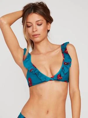 Top Volcom para mujer Good to Grow con cuello en V, azul tormentoso Foto 1 de 4