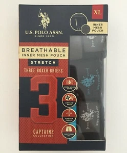U.S. POLO ASSN. Men’s Stretch Breathable Inner Mesh Pouch Boxer Briefs 3 pk XL - Picture 1 of 7