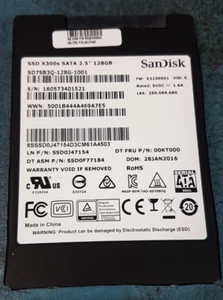 128GB SANDISK 2.5" SSD X300s SATA SD7SB3Q-128-1001 Laptop Solid State Hard Disk - Afbeelding 1 van 1