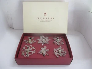 Snowflake Napkin Rings By Pottery Barn set/6 glass bead Lot B - Picture 1 of 4