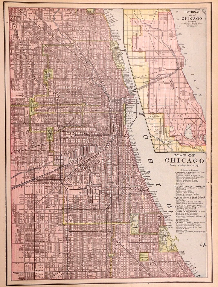 1896 Map ~ CHICAGO, ILLINOIS ~ (11x13)Free S&H-#066 - Image 1 of 1