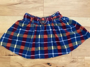 Lands' End Girls Cotton Check Flare Elastic Back/Tabs Skirt/Skort Size 7 - Picture 1 of 7