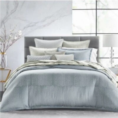 Hudson Park Collection Faded Geometric Duvet, King 100% Exclusive. Color: Slate - Image 1 of 4