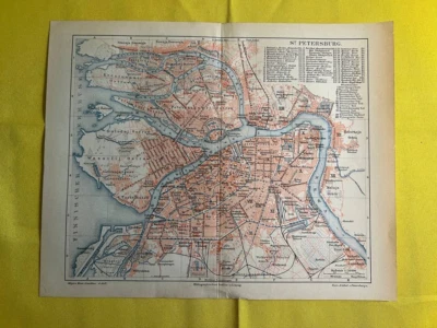 1906 - Mapa Geográfico Vintage Rusia San Petersburgo ORIGINAL 11,5 x 9,5" - C11-4 Foto 1 de 3