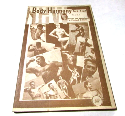 Vintage Men's Bodybuilding Magazine Body Harmony Gay Interest Aug Sept 57 1st ED - Image 1 of 4