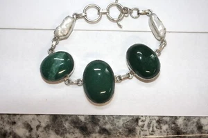 Hermoso brazalete de plata de ley de 5 piedras para dama de 7 1/2 pulgadas 27,7 gramos - Imagen 1 de 11