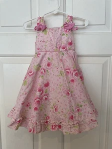 CHELSEA'S CORNER GIRLS SLEEVELESS DRESS PINK FLORAL ROSES 18 MONTH ADORABLE! - Picture 1 of 5