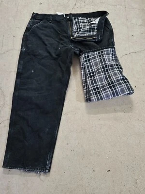 MENS 42 x 30 - Vtg Carhartt B111 Duck Flannel Lined Original Dungaree Work Pants - Image 1 of 4