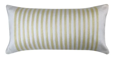 SOLID STRIPES MACHINE EMBROIDRED COTTON CUSHION - Image 1 of 3