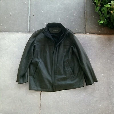 Jhane Barnes Black Leather Jacket Size 42 - Image 1 of 4