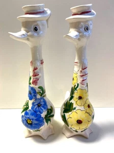 Atypique & Rare Paire de Oies en Porcelaine Blanche Émaillée Made in Italy 1970 - Picture 1 of 13