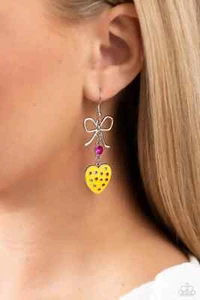 Paparazzi BOW AWAY ZONE yellow earrings - Picture 1 of 2