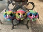 Lot Of 3 2021 TY Puffies GIZMO Rainbow Cat 4” Stuffed Puff Ball Plush Toy