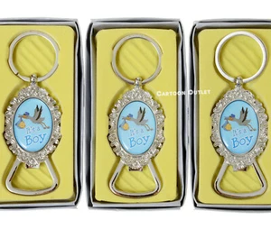 12 Baby Shower Party Favor Bottle Opener Keychain It's a Boy Gender Reveal Stork - Picture 1 of 8