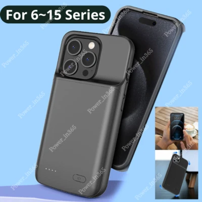 Battery Charger Power Bank Charging Case Cover For iPhone 6 7 8 Plus 11 12 13 14 - Image 1 of 4