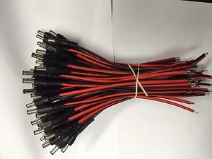 100x pcs - 2.1x5.5 mm Male plug 12V DC Power Pigtail, Security Camera CCTV DVR - Picture 1 of 2