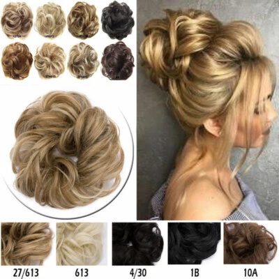 Extensiones de cabello gruesas y desordenadas con moño de rosa rizado postizos naturales Updo EE. UU. Foto 1 de 4