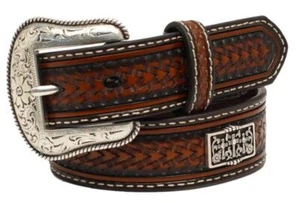 Nocona Western Boys Belt Youth Leather Embossed Conchos Brown - Picture 1 of 1