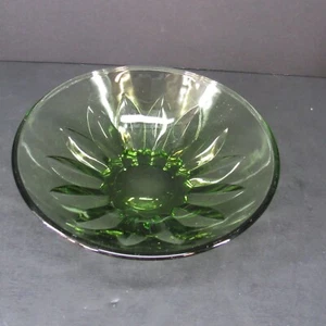 Vintage Hazel Atlas Olive Green Cut Glass 6 3/4" Salad Bowl - Picture 1 of 6