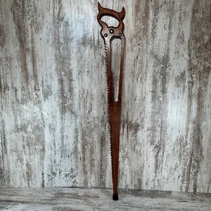 Unique Handmade Saw Handle Cane Wood Carved Walking Stick 36" Long - Amish Made - Picture 1 of 13