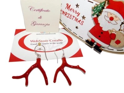 Orecchini pendenti Corallo rosso di Argento da 925 in Rami e Naturali per donna - Immagine 1 di 3