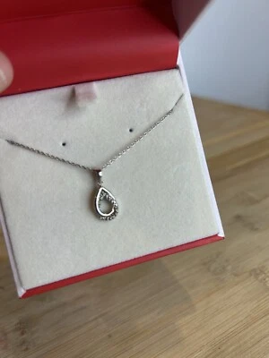 H. Samuel Sterling Silver Double Pear Shaped Diamond Pendant Necklace BNIB - Image 1 of 4