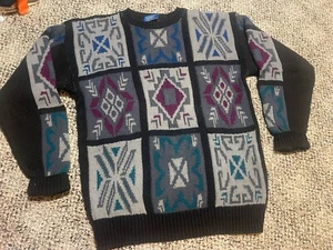 Vintage Lobo By Pendleton Sweater Mens M Cable Knit Aztec Geometric Colorful - Picture 1 of 6