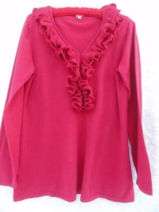 Maglione Reba Misses L cotone rosso arruffato collo borchiato come nuovo - Foto 1 di 6