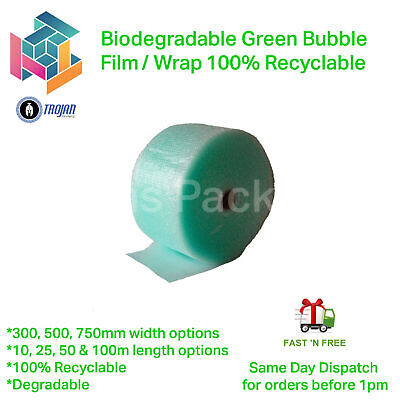 Biodegradable Green Bubble Film Wrap Rolls  Eco Friendly 100% Recyclable • 8.51£