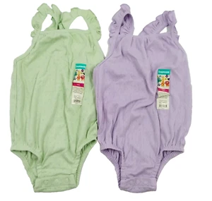 Garanimals Summer Casual Babygirl Solid Ruffle Cami Snap Bodysuits SZ 18mo Lot 2 - Picture 1 of 6