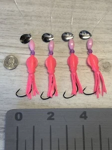 B2 SQUID TRIPLE GLOW PINK FLUKE RIGS Hand tied at the Jersey Shore - Picture 1 of 11