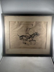 1934 Paul Brown Polo Print Great Save Post East West Framed Saltzman’s Gallery - Picture 1 of 14