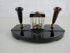 Base de vidrio y huecos de tinta doble y doble pluma vintage - Imagen 1 de 13