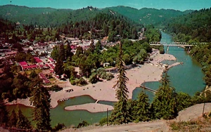 Russian River Guerneville, CA Bridge Sonoma County Aerial View Postcard - Picture 1 of 2