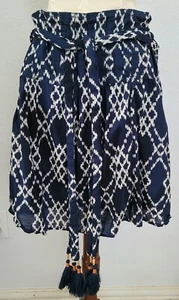 Gonna ANTHROPOLOGIE, blu bianca, foderata, cotone, lunghezza ginocchio, XL - Foto 1 di 3