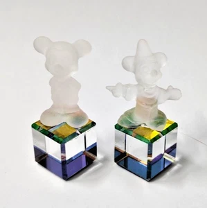 Disney Store Limited Frosted Crystal Mickey on Cube Prism - Picture 1 of 11